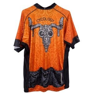 Cycology Life Behind Bars Mens Cycling Jersey 3XL Orange Short Sleeve Full Zip